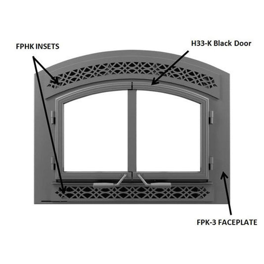 Wrought Iron Black Arched Cast-Iron Double Doors for High Country 3000 - H336-K - Chimney Cricket