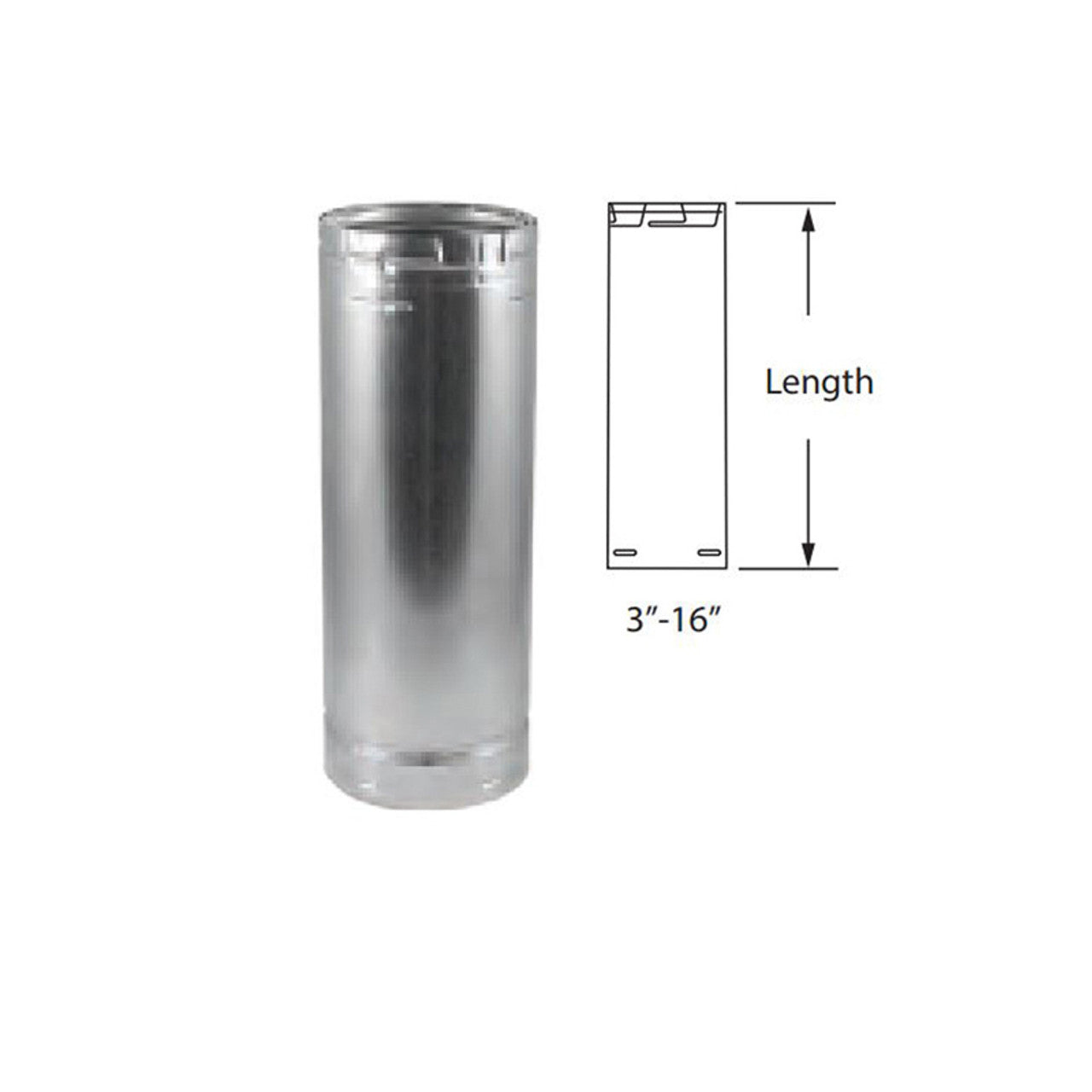 3" X 18" Round Rigid Type B Gas Vent Pipe - 3BV18 - Chimney Cricket