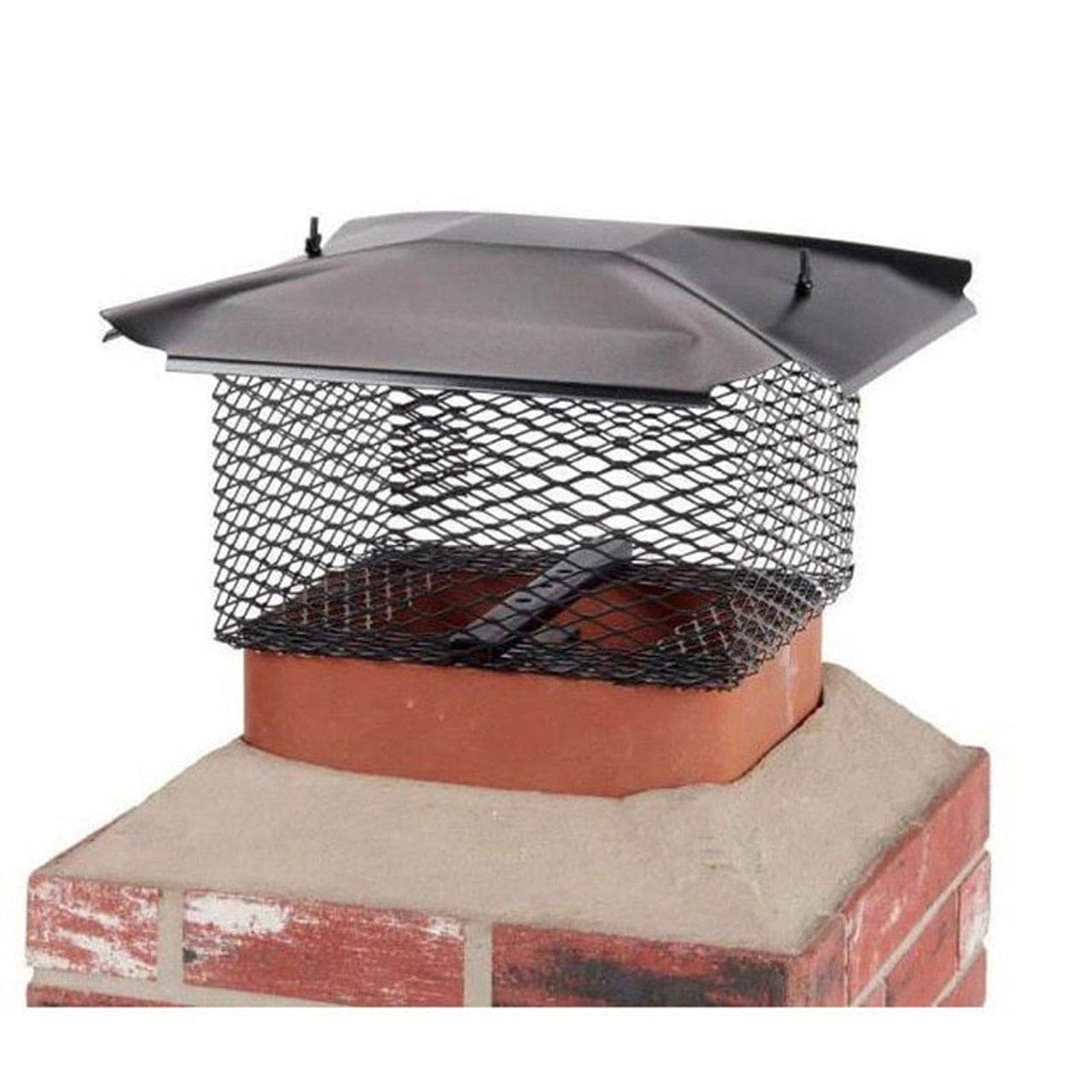 13" X 13" Hy-C Galvanized Black Universal Cap with 5/8" Mesh - U1313B58 - Chimney Cricket