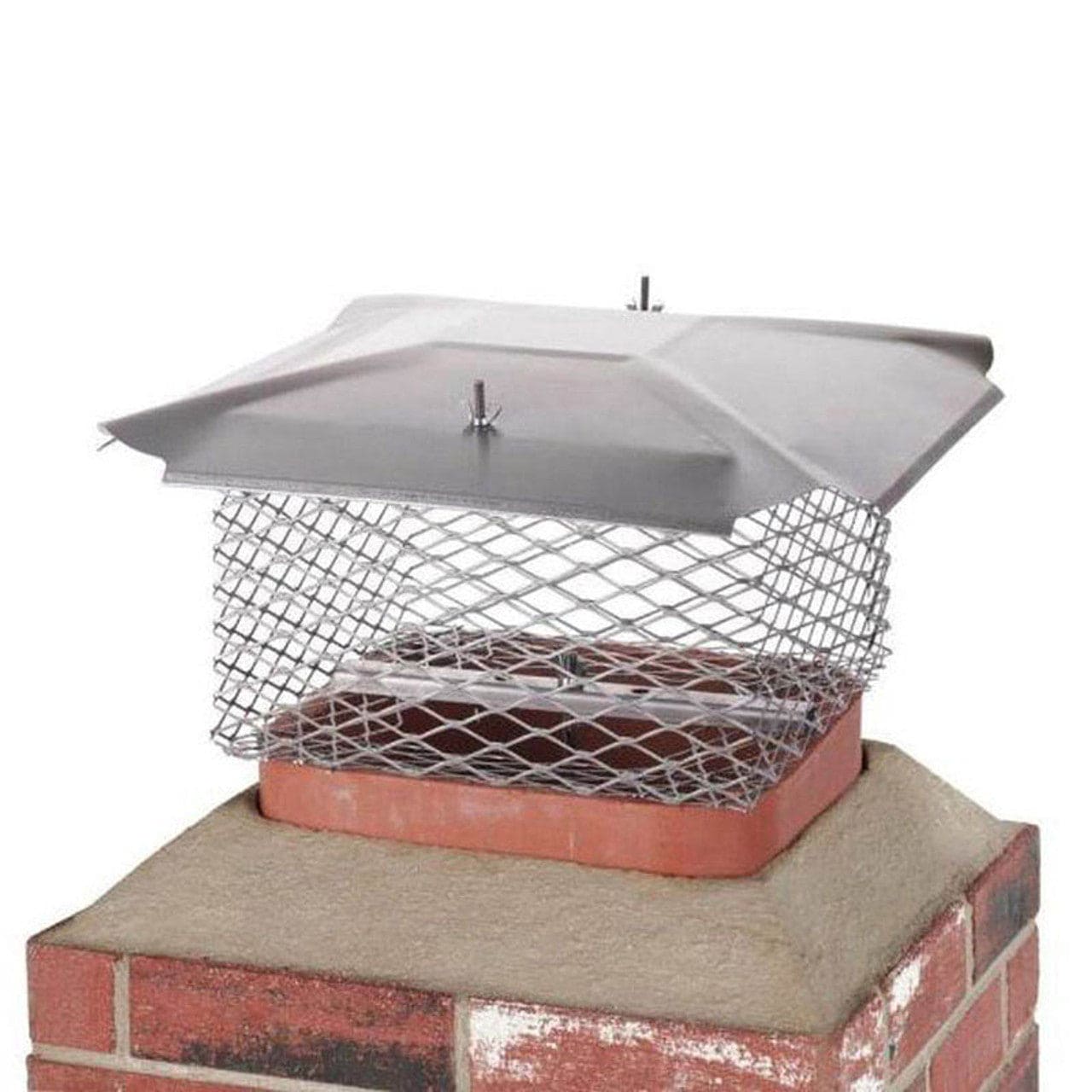 13" X 13" Hy-C Stainless Steel Universal Cap with 3/4" Mesh - U1313S34 - Chimney Cricket
