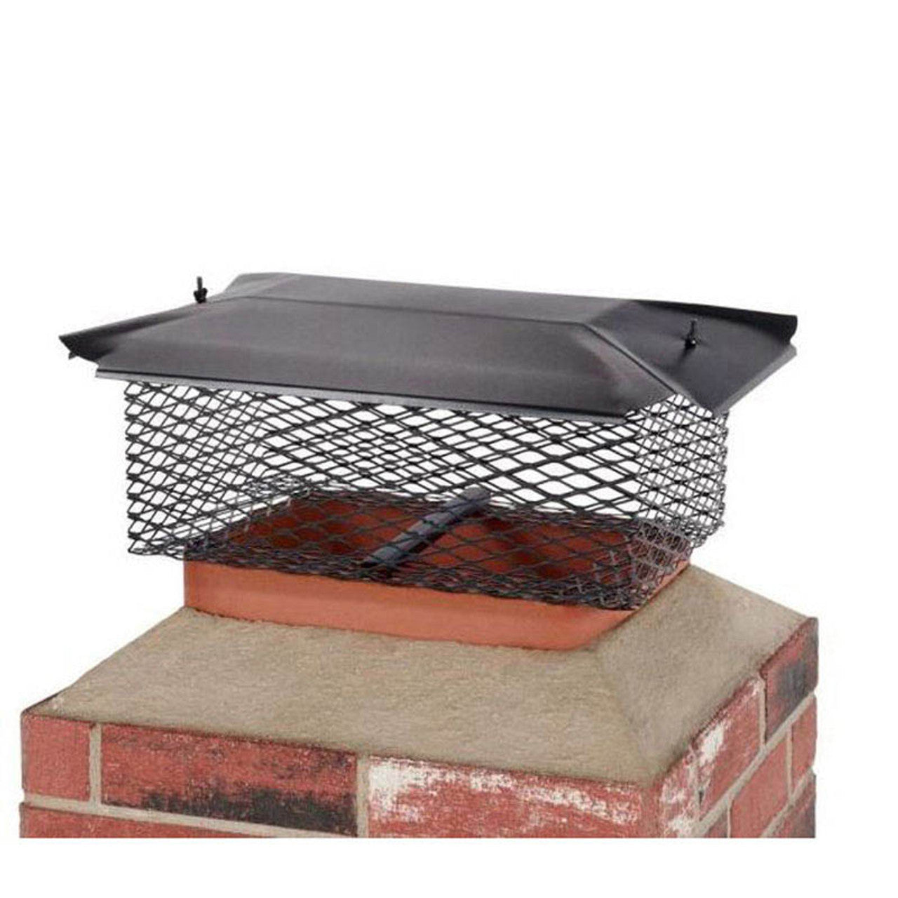 13" X 20" Hy-C Galvanized Black Universal Cap with 3/4" Mesh - U1320B34 - Chimney Cricket
