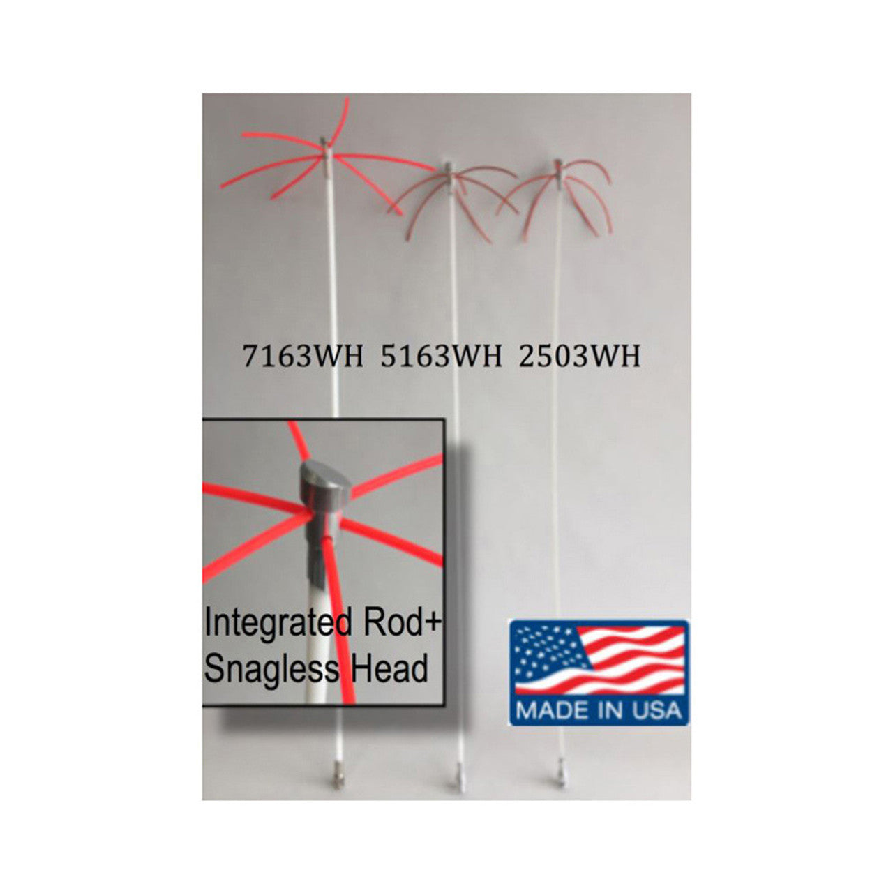 1/4" x 3' Slick Rod with Snagless Pellet and Dryer Vent Whip Head - 2503WH - Chimney Cricket