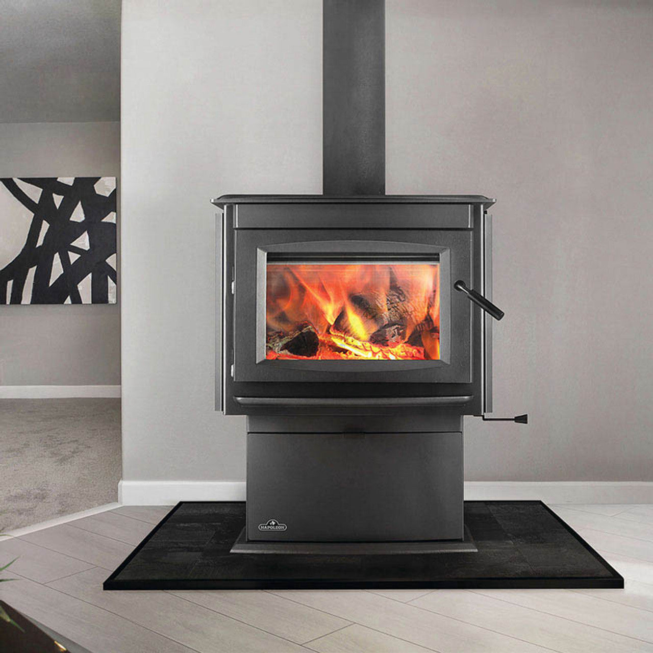 Napoleon Medium Cast-Iron Wood-Burning Charcoal Finish Stove - S25 - Chimney Cricket