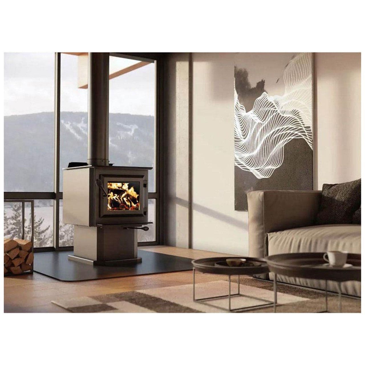 Ventis HES140 Small Wood Stove on Pedestal - VB00023 - Chimney Cricket