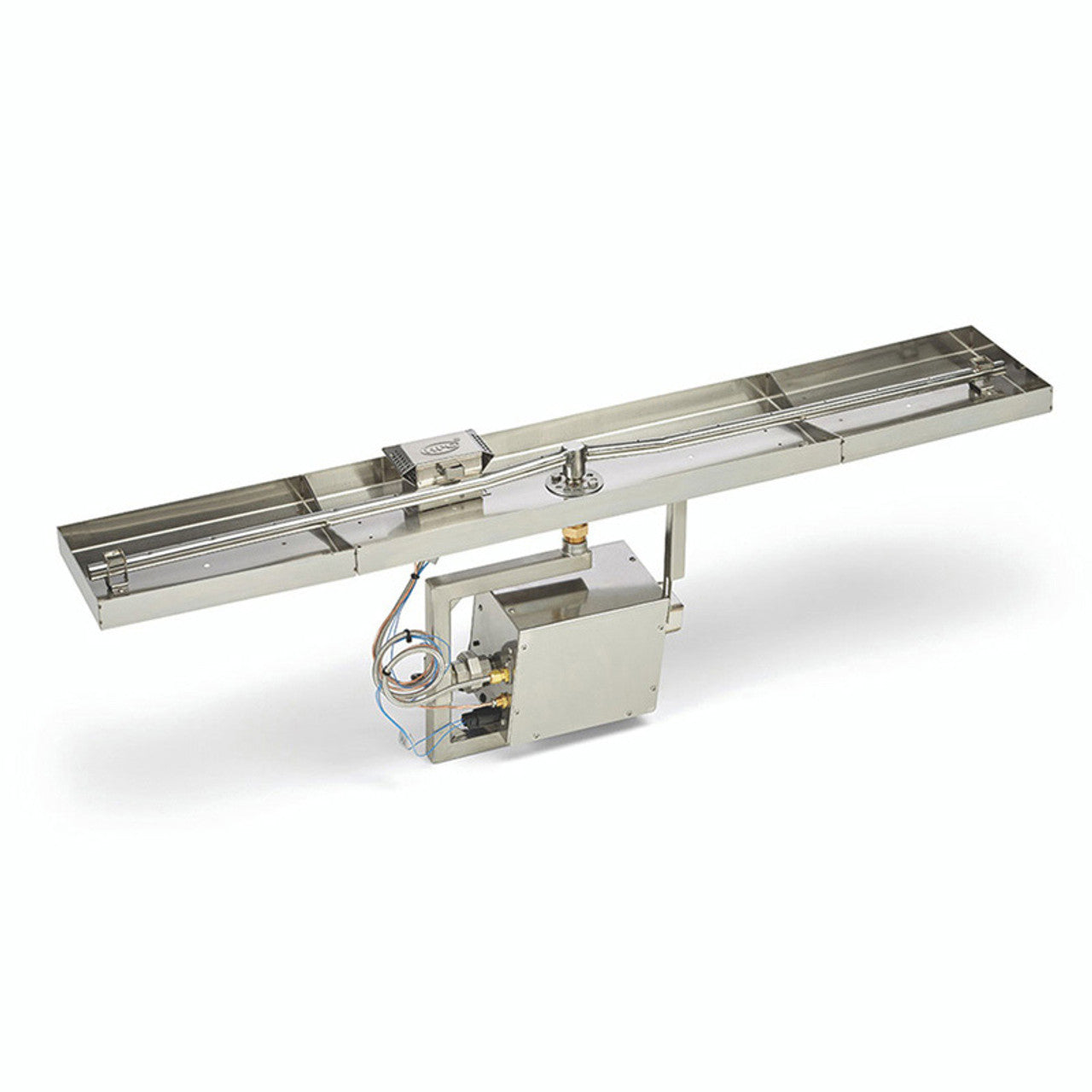 121X8" Linear Interlink Pan NG Electronic Ignition Fire Pit Insert 120VAC - 121X8SSEI-L-NG/120VAC - Chimney Cricket