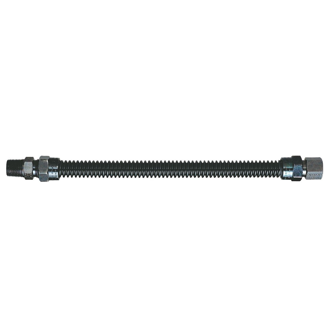 1/2" OD Tube X 12” Length w/ 1/2" FPT X 1/2" MPT Adapters, Black COATED, Flexible Appliance Gas Connector, Dormont, 20A-3132-30 (CS25) - Chimney Cricket