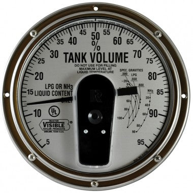 Dial, 8" Master R3D 3-BKT Post 07, LPG &NH3, Standard, for Master Gauge, 3 Bracket Mounting, Taylor, 130034, ELM130034 - Chimney Cricket