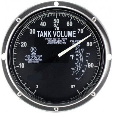 Dial, 8" Fluorescent, LP or NH3, 3 Bracket Posts 07, for Master Gauge, New Style B, Taylor, 130089 - Chimney Cricket
