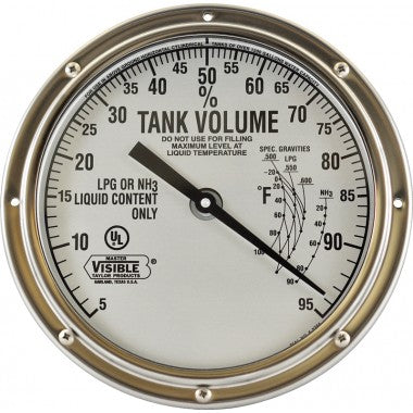 Dial, 8" Standard, LP or NH3, 3 Bracket Posts 07, for Master Gauge, New Style B, Taylor, 130090 - Chimney Cricket