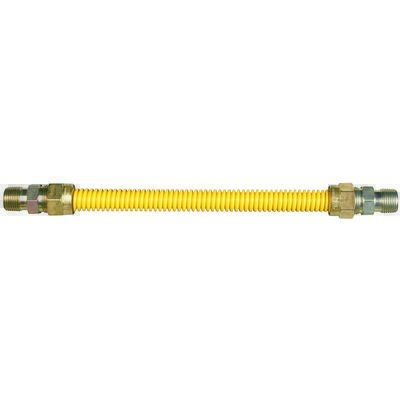 Connector, 3/8" OD Tube X 18" w/ 1/2" MPT X 1/2" MPT Adapters, Flexible Appliance Gas Connector, Dormont, Yellow Safety Shield, 10C-3131-18 - Chimney Cricket