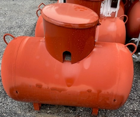 NLA - Tank, 79 Gallon ASME Aboveground / Underground Horizontal Propane, Steel, Red Epoxy w/ Multivalve & Dome, Cytsa, PT300EST - Chimney Cricket