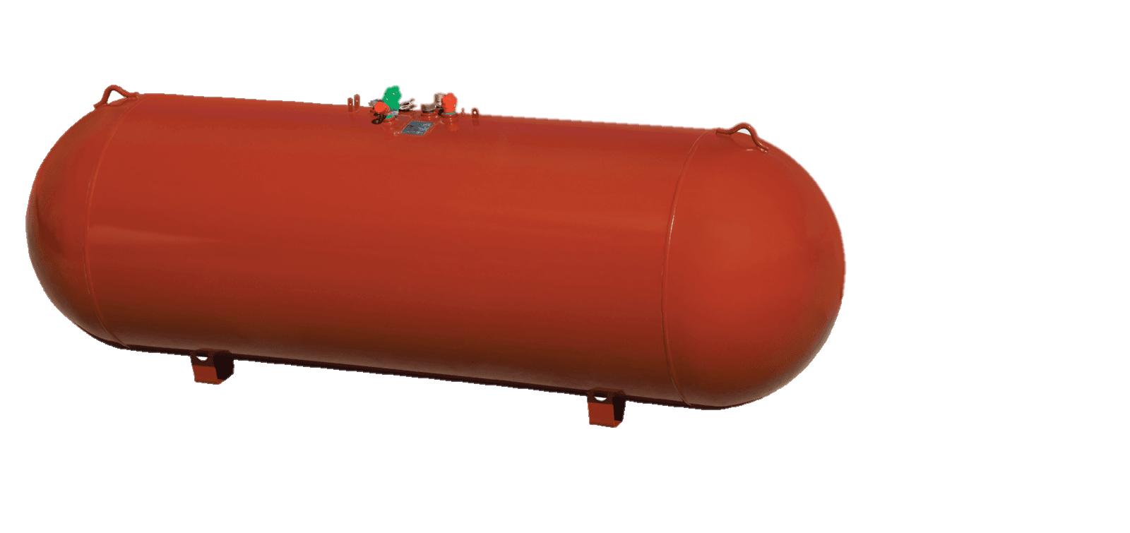 Tank, 250 Gallon ASME Aboveground / Underground Horizontal Propane, Steel, Red Epoxy w/ Multivalve & Dome, Arcosa, 250AG/UG-R - Chimney Cricket