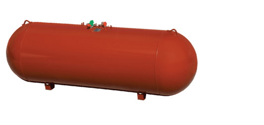 Tank, 250 Gallon ASME Aboveground / Underground Horizontal Propane, Steel, Red Epoxy w/ Multivalve & Dome, Arcosa, 250AG/UG-R - Chimney Cricket