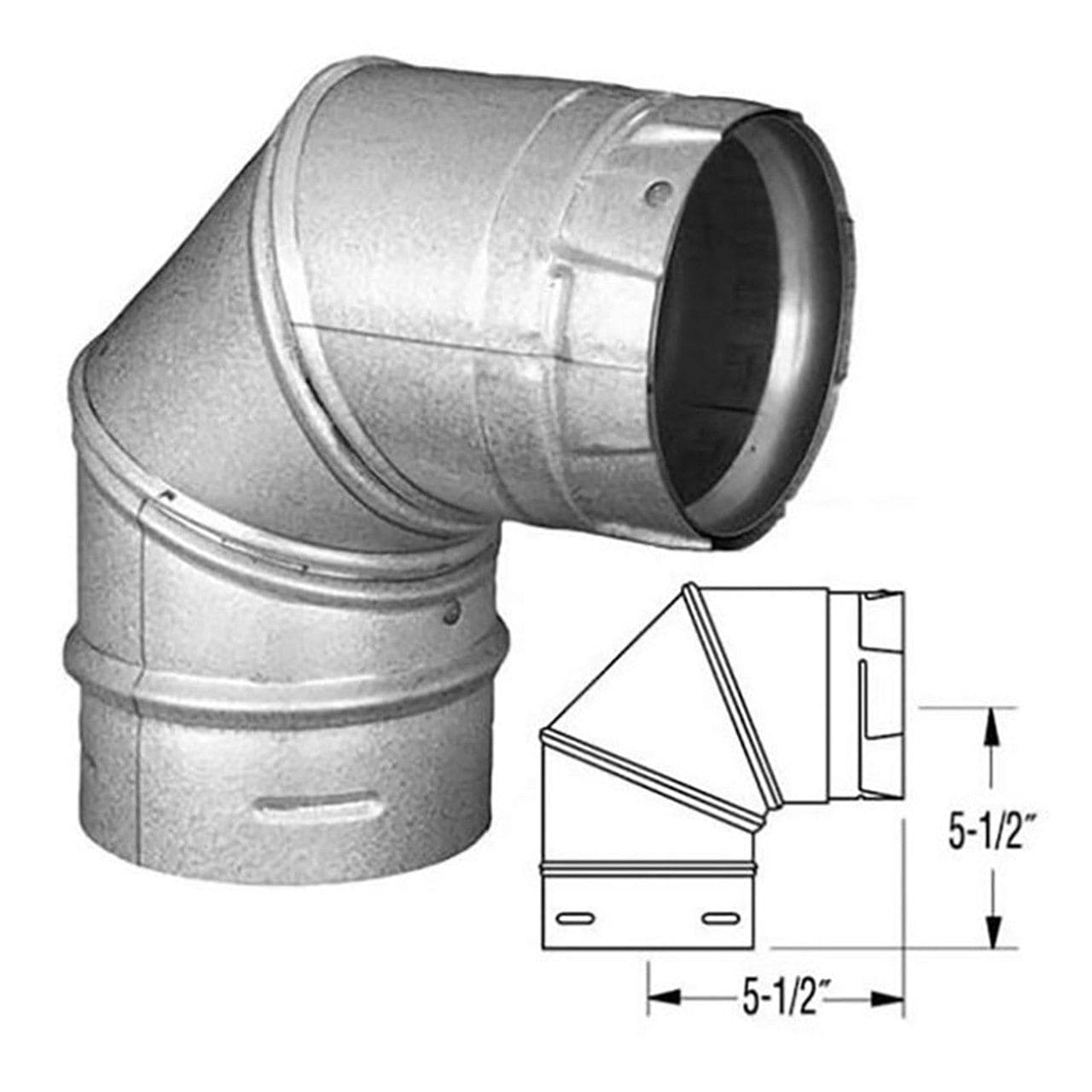 4" PelletVent Pro Double-Wall Galvalume 90-Degree Elbow - 4PVP-E90 - Chimney Cricket