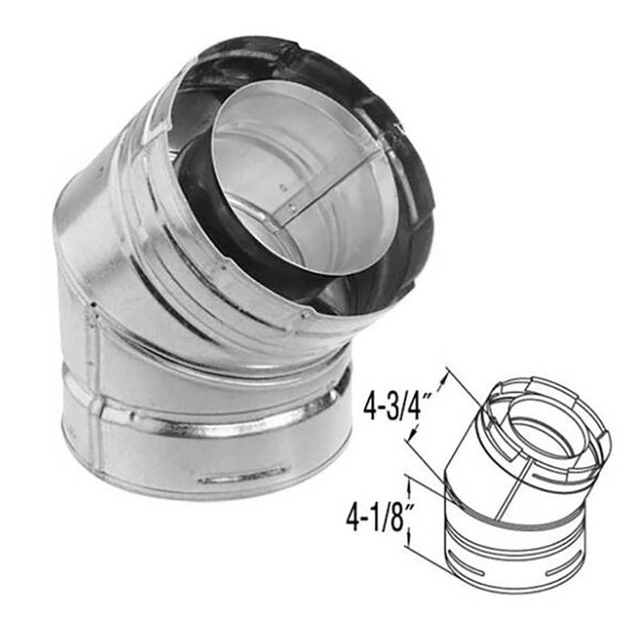 5" DuraVent DirectVent Pro Double-Wall Galvanized 45-Degree Swivel Elbow - 58DVA-E45 - Chimney Cricket