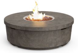 Contempo Round Firetable in Smoke Heavy-Textured Finish with FyreStarter Ignition System, NG - 782SM11H2NC - Chimney Cricket