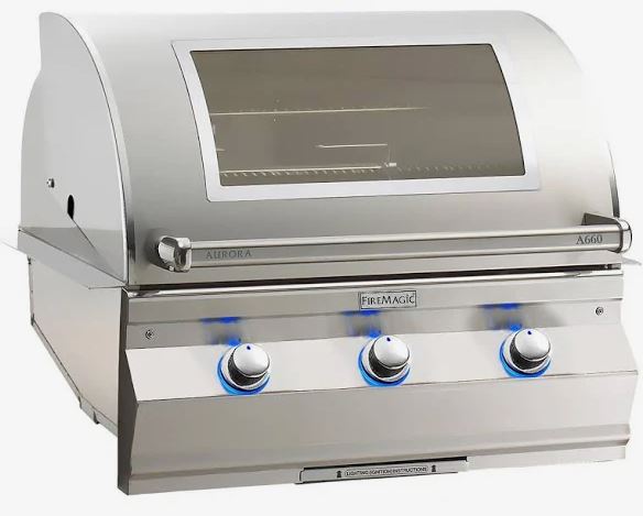 FM A660i Aurora 30" Built-In Grill with Analog Thermometer, Infrared Burner and Magic View Window, NG - A660I7LANW - Chimney Cricket