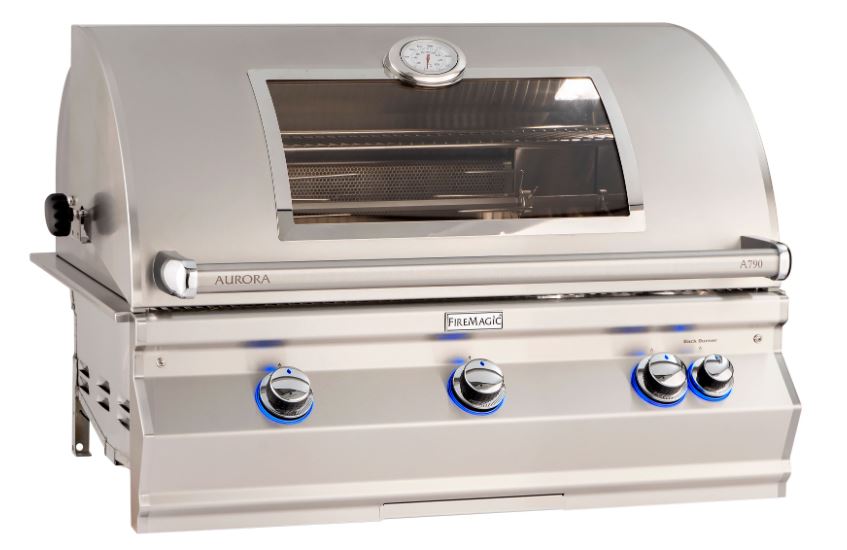 FM A790i Aurora 36" Built-In Grill with Analog Thermometer, Rotisserie Backburner, Infrared Burner and Magic View Window, LP - A790I8LAPW - Chimney Cricket