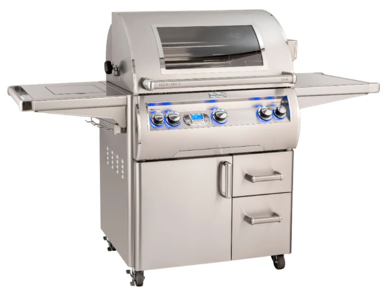 FM E660s Echelon 30" Portable Grill with Digital Thermometer, Flush Mounted Single Side Burner, Infrared Burner and Magic View Window, NG - E660S8L1N62W - Chimney Cricket