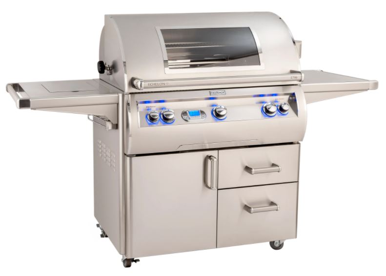 FM E790s Echelon 36" Portable Grill with Digital Thermometer, Flush Mounted Single Side Burner and Magic View Window, LP - E790S8E1P62W - Chimney Cricket