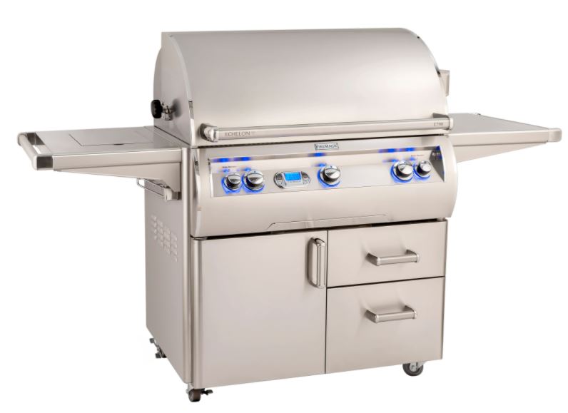 FM E790s Echelon 36" Portable Grill with Digital Thermometer and Flush Mounted Single Side Burner, LP - E790S8E1P62 - Chimney Cricket