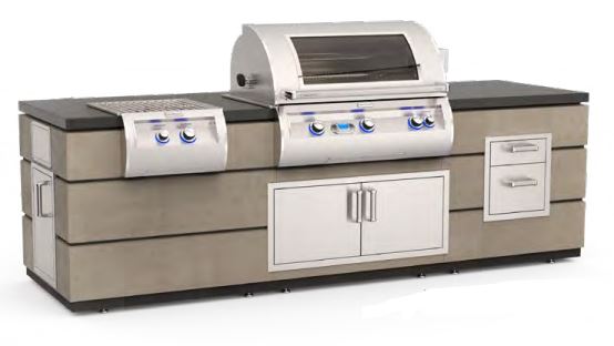 FM ID790 Smoke GFRC Pre-Fab Island with Double Drawer Cut-Out - ID790SMD115BA ** - Chimney Cricket