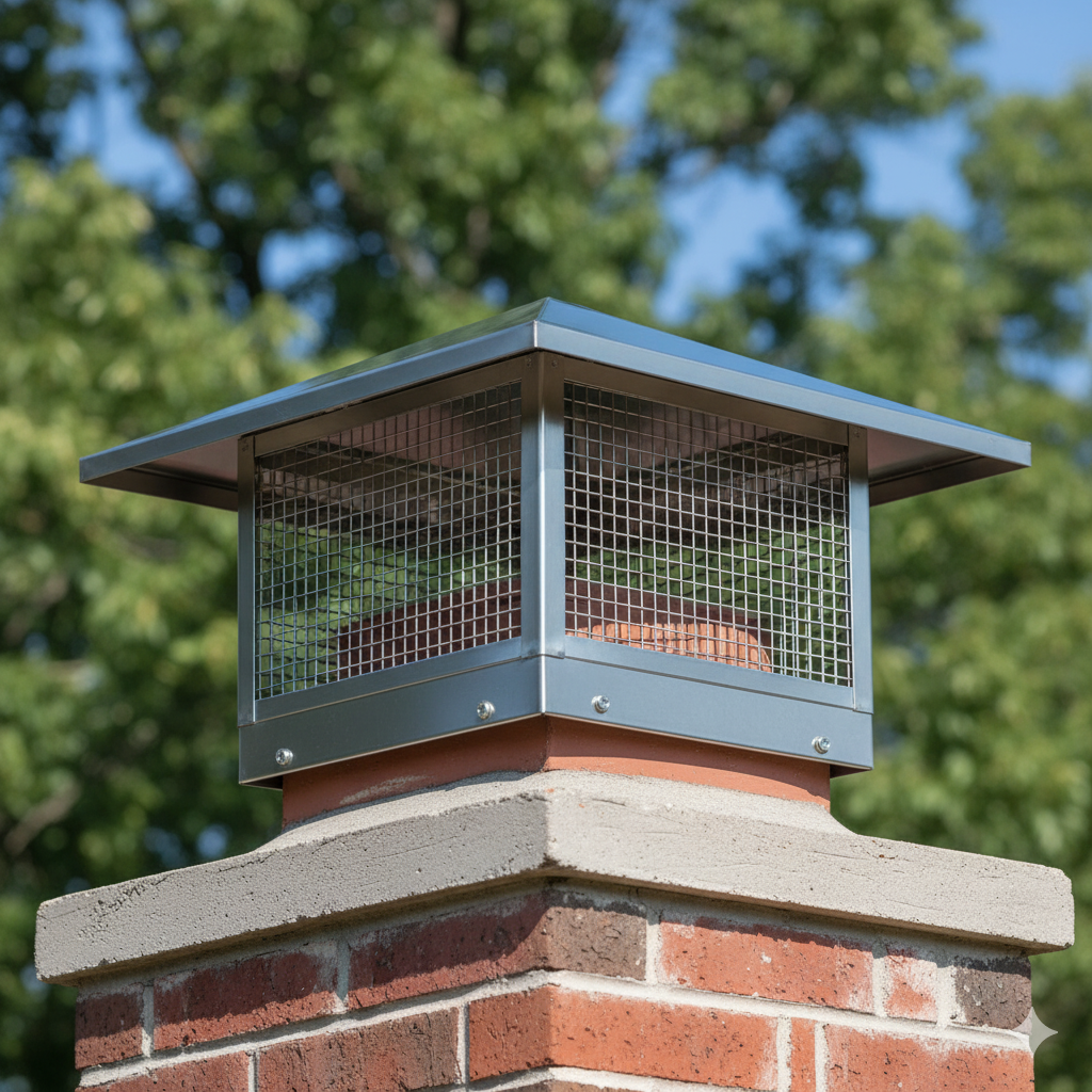 Stainless Steel Chimney Cap - Bolt On Single Flue with Flat Lid
