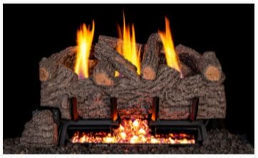 RHP 24" Vent Free Charred Gnarled Oak Standard Ceramic Refractory Logs - Chimney Cricket
