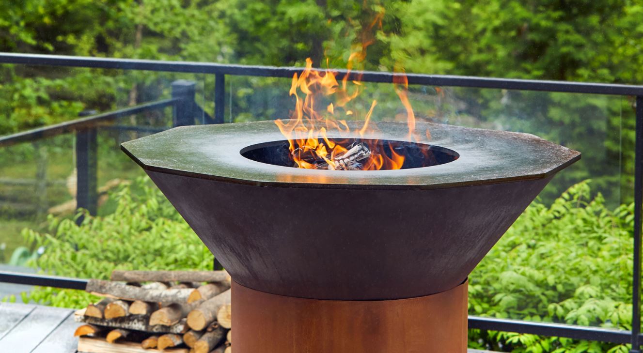 Renaissance Outdoor 40" Le Bol Outdoor Wood Burning Grill in Oxidized Patina Finish - Chimney Cricket