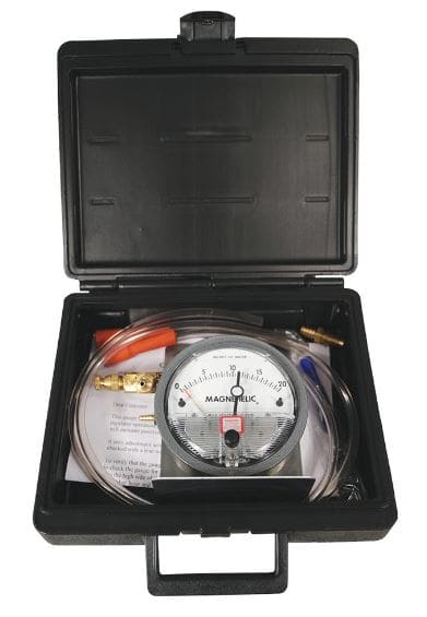 Magnehelic Gauge with Carrying Case, Hoses and Adaptor - Chimney Cricket