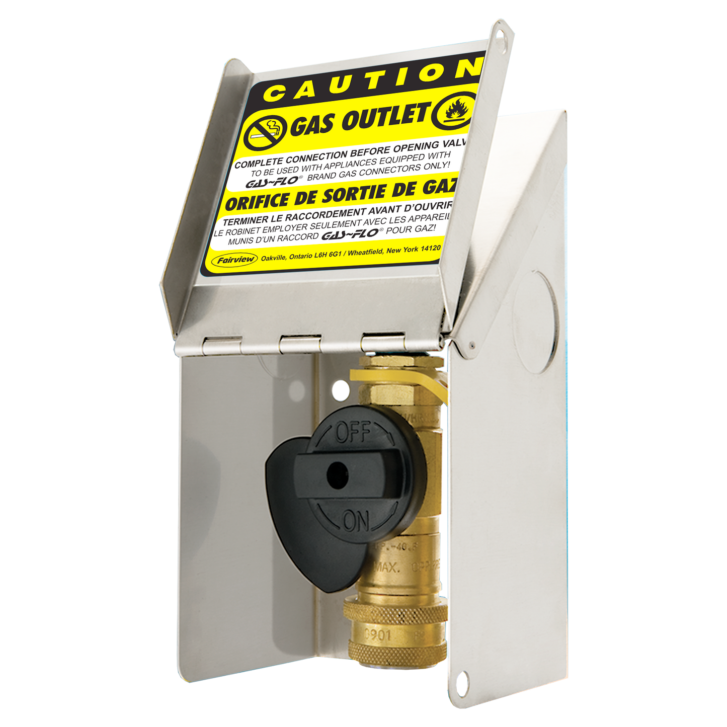 Outlet Cover Box, White ABS Plastic, Gas, 3/8" FPT X 3/8" Quick Disconnect w/ Valve, NGO-2 - Chimney Cricket