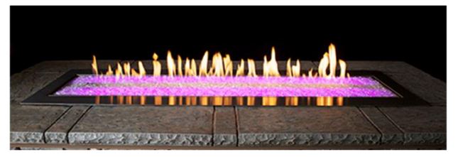 WMH 48" Linear OUTDOOR Stainless Steel Fire Pit with LED Lighting System, NG - Chimney Cricket