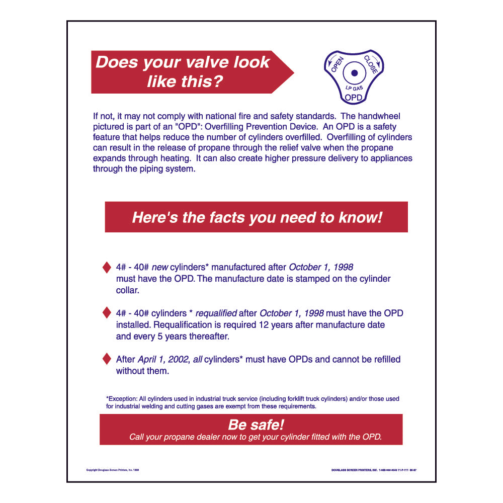 Sign, OPD Customer Alert, Red on Blue Plastic, 16" X 20", Dprint, P111, 20172 - Chimney Cricket