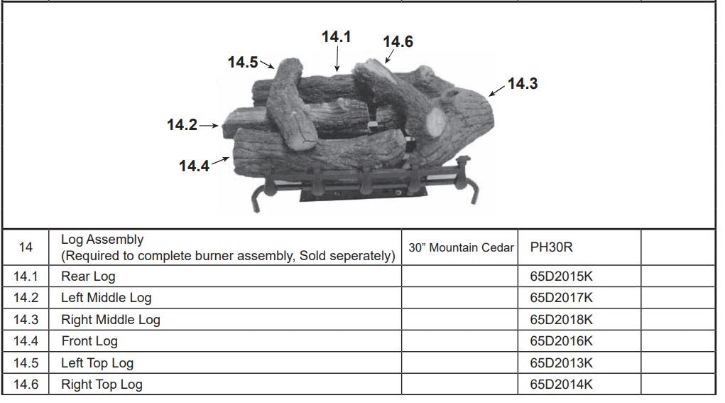 Left Front Log for PH30R, PH30-R ** - Chimney Cricket