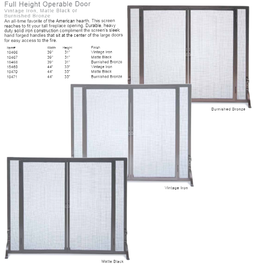 Pilgrim Full Height Door Door Screen with Vintage Iron Finish - Chimney Cricket