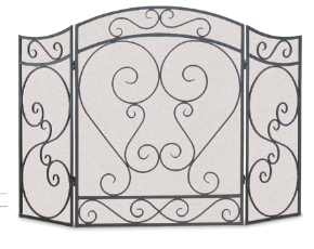 Pilgrim Country Scroll 3 Panel Folding Screen with Black Finish - Chimney Cricket