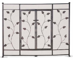 Pilgrim Leaf & Vine Flat Screen With Doors with Brushed Bronze Finish - Chimney Cricket