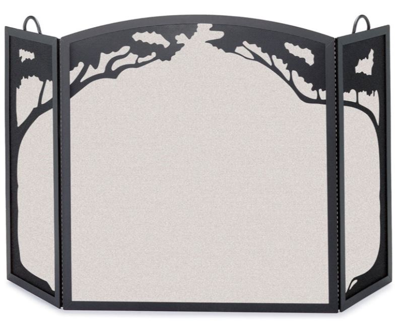 Pilgrim 52.5" Matte Black Grand Oak Tri-Panel Screen - Chimney Cricket