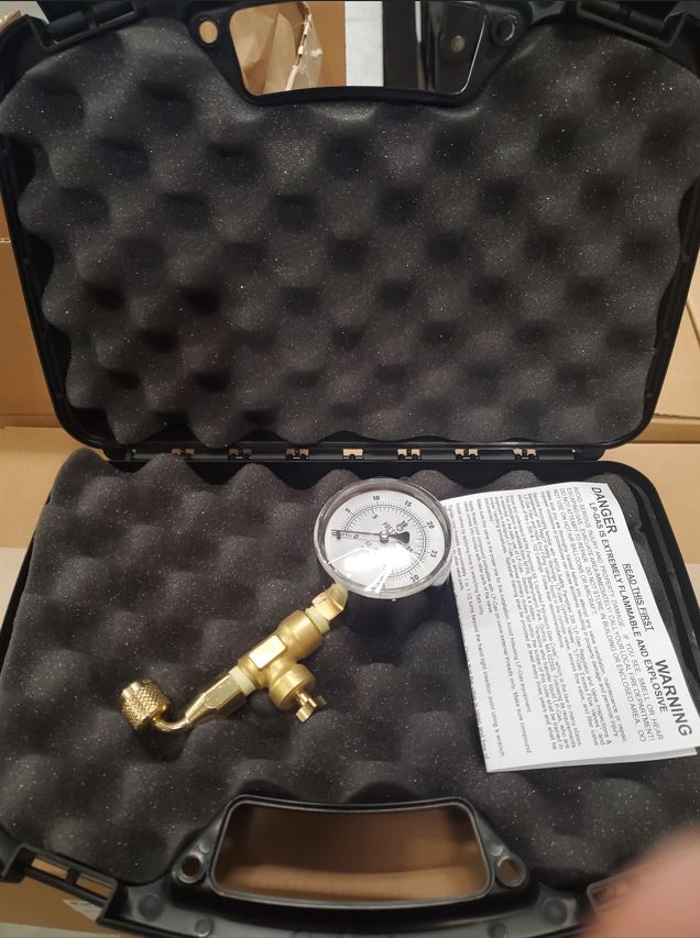Presto-Tap Test Set, 0-35" WC / 20 Oz, Pressure Gauge with Bleeder Valve, 90 Degree Quick Adapter & Padded Carry Case, PT-OZ Gauge 90 - PTOZ-B90 - Chimney Cricket