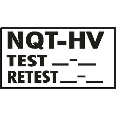 Decal, Test / Retest, NQT-HV, 10-1/4" X 6" Black on White Vinyl, DPS, 20055, V106 - Chimney Cricket