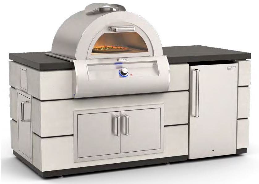 FM ID660 77" Contemporary Island in White Aspen Finish with Refrigerator Cut-Out - ID660WAR77BA - Chimney Cricket