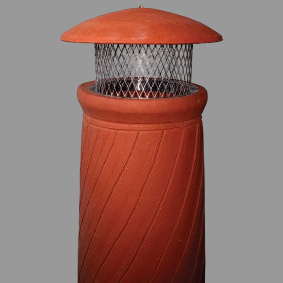 Chimney Pot Rain Cap Stainless Steel - Round Clay Lid