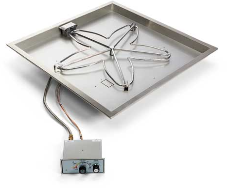 HPC 36" Push Button/Flame Sense NG Square Bowl Insert - Chimney Cricket