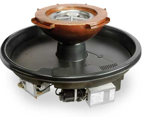 HPC Evolution 360 Hammered Copper Electronic Ignition NG Fire and Water Bowl - 4 Scupper - Chimney Cricket