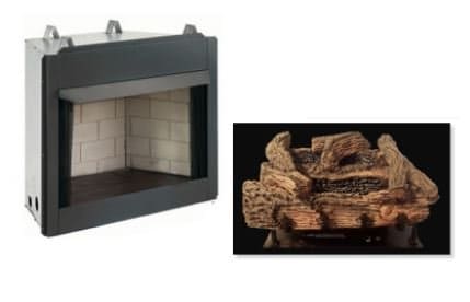 24" Millivolt Burner / Palmetto Oak Log Set with EWVF36 Box - Builders Special - NG - Chimney Cricket24" Millivolt Burner / Palmetto Oak Log Set with EWVF36 Box - Builders Special - NG