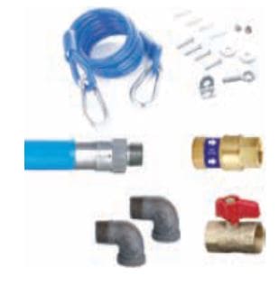 36" Flexible Coated Connector (1/2" ID) SS - Anti-Microbial Blue Coated - with 1/2" Quick Disconnect Fitting, (1) 1/2" Black Street Elbow and Restraining Device Hardware (25) - Chimney Cricket36" Flexible Coated Connector (1/2" ID) SS - Anti-Microbial Blue Coated - with 1/2" Quick Disconnect Fitting, (1) 1/2" Black Street Elbow and Restraining Device Hardware (25)