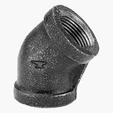 45 Degree Elbow, 1/2" FPT Black Sch. 40, 45 Degree, Malleable Forged Steel, M125F, BS309-45-8 - Chimney Cricket45 Degree Elbow, 1/2" FPT Black Sch. 40, 45 Degree, Malleable Forged Steel, M125F, BS309-45-8
