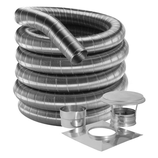 3" X 15' DuraVent DuraFlex 304-Alloy Stainless Steel Basic Liner Kit - 3DF304-15K - Chimney Cricket