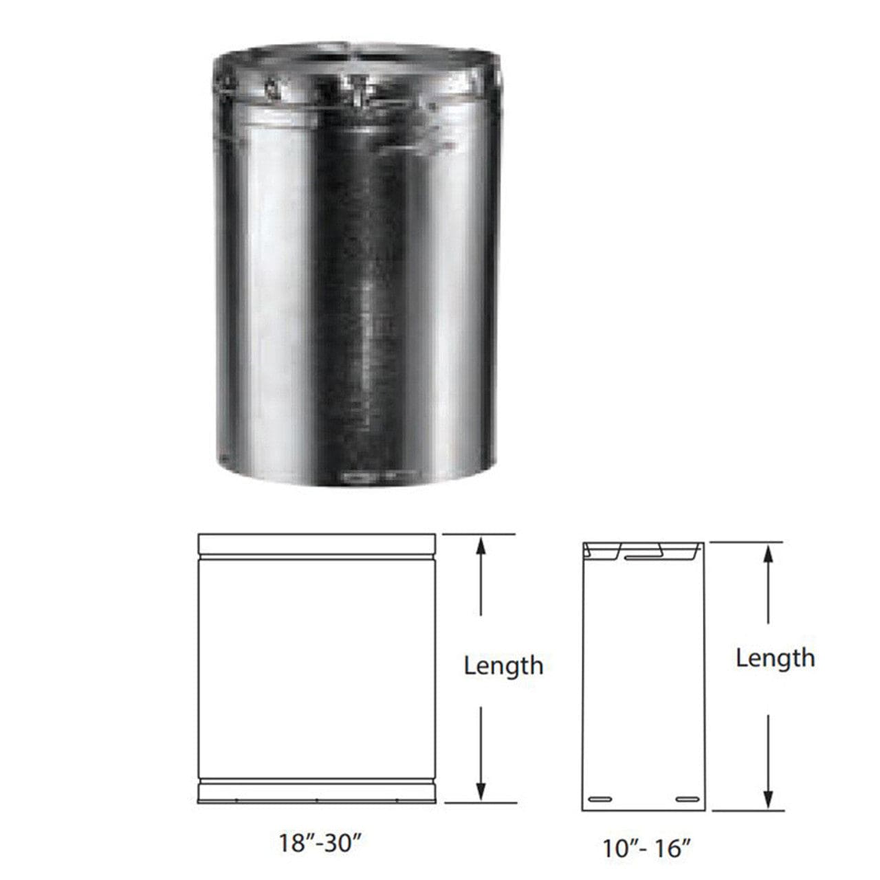 10" X 18" DuraVent Large Diameter Round Rigid Type B Gas Vent Pipe - 10BV18 - Chimney Cricket