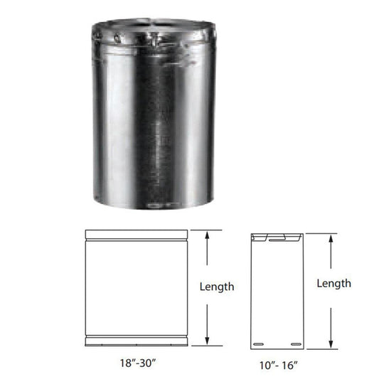 10" X 18" DuraVent Large Diameter Round Rigid Type B Gas Vent Pipe - 10BV18 - Chimney Cricket